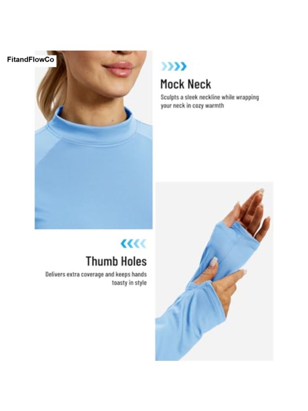 Fleece Lined Mock Neck Long Sleeve Base Layer Thermal Shirt - Picture 4 of 5
